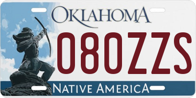 OK license plate 080ZZS