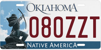 OK license plate 080ZZT
