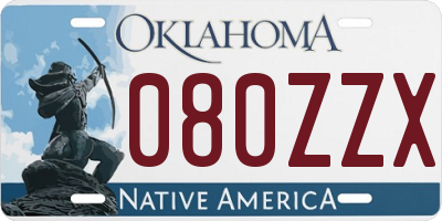 OK license plate 080ZZX