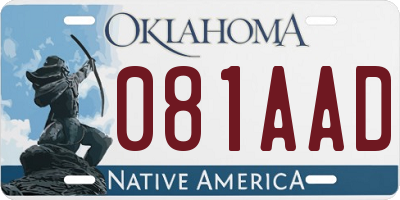 OK license plate 081AAD