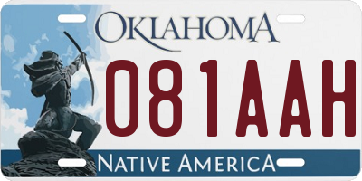 OK license plate 081AAH