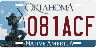 OK license plate 081ACF