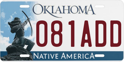 OK license plate 081ADD