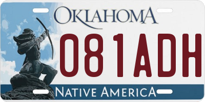 OK license plate 081ADH