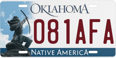 OK license plate 081AFA