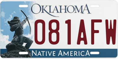 OK license plate 081AFW
