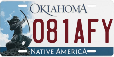 OK license plate 081AFY