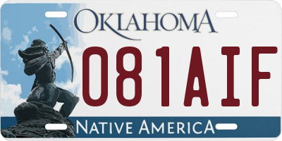 OK license plate 081AIF