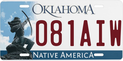 OK license plate 081AIW