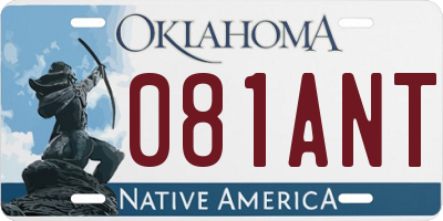 OK license plate 081ANT