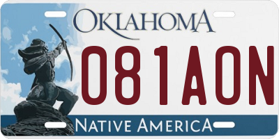 OK license plate 081AON
