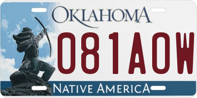 OK license plate 081AOW