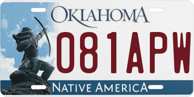 OK license plate 081APW