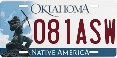 OK license plate 081ASW