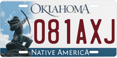 OK license plate 081AXJ