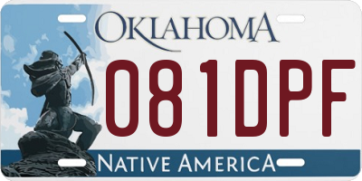 OK license plate 081DPF
