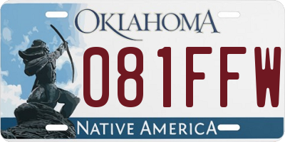 OK license plate 081FFW