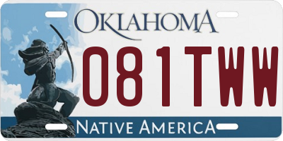 OK license plate 081TWW
