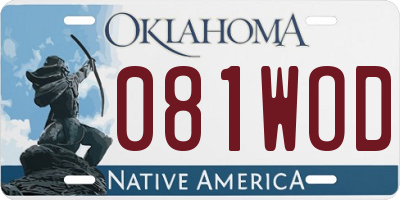OK license plate 081WOD