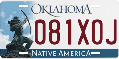 OK license plate 081XOJ