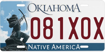 OK license plate 081XOX