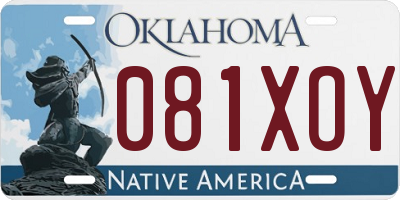 OK license plate 081XOY