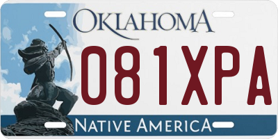 OK license plate 081XPA