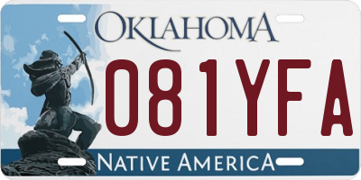 OK license plate 081YFA