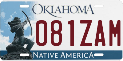 OK license plate 081ZAM