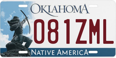 OK license plate 081ZML