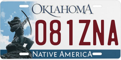 OK license plate 081ZNA