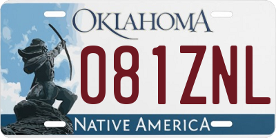 OK license plate 081ZNL