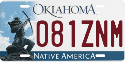 OK license plate 081ZNM