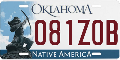 OK license plate 081ZOB