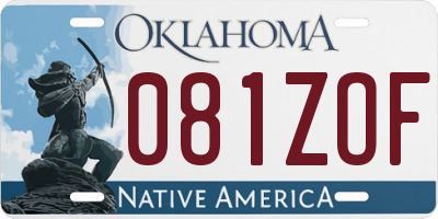 OK license plate 081ZOF