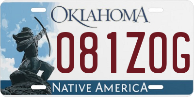 OK license plate 081ZOG