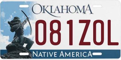 OK license plate 081ZOL