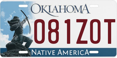 OK license plate 081ZOT