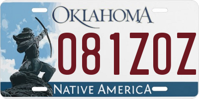 OK license plate 081ZOZ
