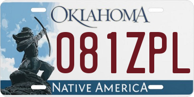 OK license plate 081ZPL