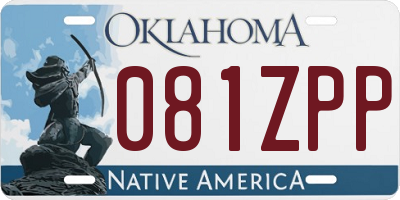 OK license plate 081ZPP