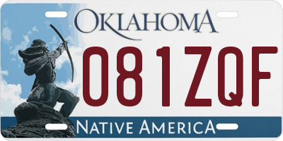 OK license plate 081ZQF
