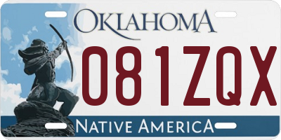 OK license plate 081ZQX