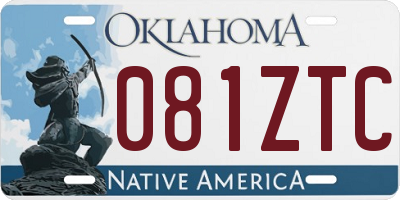 OK license plate 081ZTC