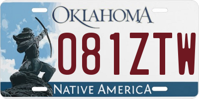 OK license plate 081ZTW