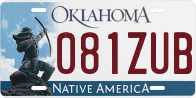 OK license plate 081ZUB