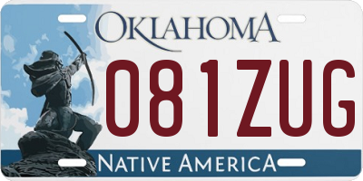 OK license plate 081ZUG