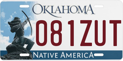 OK license plate 081ZUT