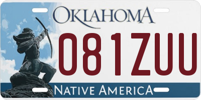 OK license plate 081ZUU