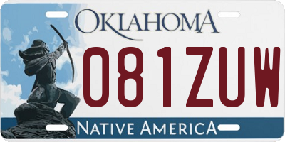OK license plate 081ZUW